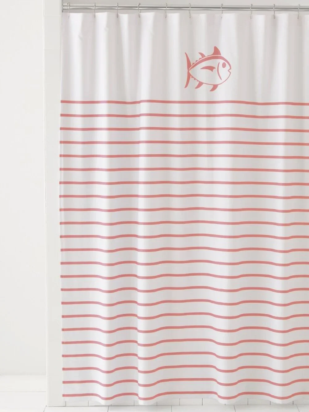 Southern Tide Breton Shower Curtain Geranium Pink/White